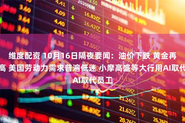 维度配资 10月16日隔夜要闻：油价下跌 黄金再创新高 美国劳动力需求普遍低迷 小摩高盛等大行用AI取代员工