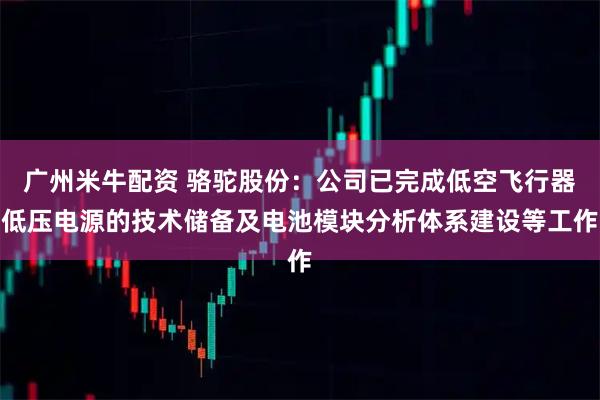 广州米牛配资 骆驼股份：公司已完成低空飞行器低压电源的技术储备及电池模块分析体系建设等工作